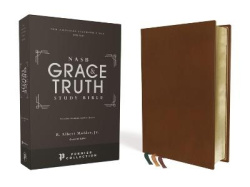 NASB, The Grace and Truth Study Bible, Premium Goatskin Leather, Brown, Premier Collection, Black Letter, 1995 Text, Art Gilded 