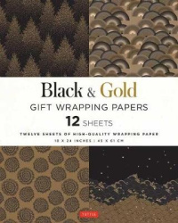 Black & Gold Gift Wrapping Papers - 12 Sheets - 18 x 24 inch (45 x 61 cm) Wrapping Paper