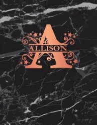 Allison: Personalized Sketchbook 8.5 X 11. Monogram Letter a Sketch Pad/Journal/Note Book. Black Marble&Rose Gold Cover. Dood