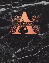 Alyssa: Personalized Sketchbook 8.5 X 11. Monogram Letter a Sketch Pad/Journal/Note Book. Black Marble&Rose Gold Cover. Dood