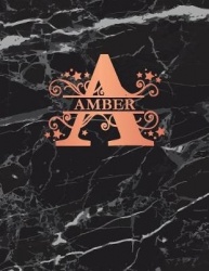 Amber: Personalized Sketchbook 8.5 X 11. Monogram Letter a Sketch Pad/Journal/Note Book. Black Marble&Rose Gold Cover. Dood