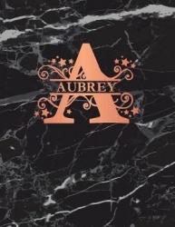 Aubrey: Personalized Sketchbook 8.5 X 11. Monogram Letter a Sketch Pad/Journal/Note Book. Black Marble&Rose Gold Cover. Dood