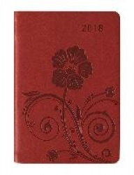 Ladytimer Mini Deluxe Red 2018 - Taschenplaner / Taschenkalender (8 x 11,5) - Tucson Einband - Motivprägung Floral - Weekly - 14