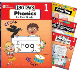 180 Days®: Phonics, High-Frequency Words, Reading 2nd Edition, and Printing: Grade 1: 4-Book Set