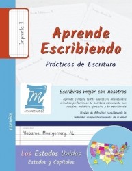 Practicas de Escritura - Estados y Capitales de los Estados Unidos - Letra Imprenta, Nivel 3