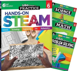 180 Days(r) Steam, Science, Math,&Problem Solving Grade 6: 4-Book Set