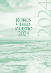 Kirkon viikkomuistio 2024 + mustat pujotuskannet, kynäpidike