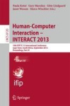 Human-Computer Interaction -- INTERACT 2013 : 14th IFIP TC 13 International Conference, Cape Town, South Africa, September